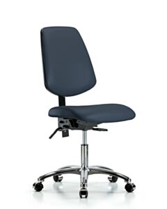 Neta ECOM Vinyl Desk Height Chair - Medium Back Chrome Base Chrome