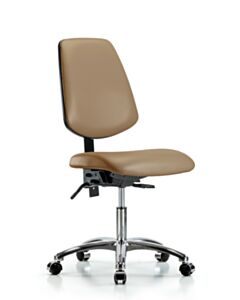 Neta ECOM Vinyl Desk Height Chair - Medium Back Chrome Base Chrome