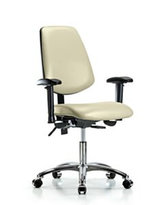 Neta ECOM Vinyl Desk Height Chair - Medium Back Chrome Base Arms