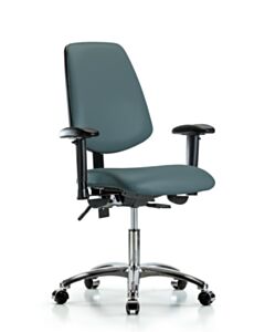 Neta ECOM Vinyl Desk Height Chair - Medium Back Chrome Base Arms