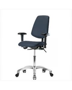 Neta ECOM Vinyl Desk Height Chair - Medium Back Chrome Base Arms