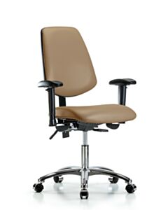 Neta ECOM Vinyl Desk Height Chair - Medium Back Chrome Base Arms