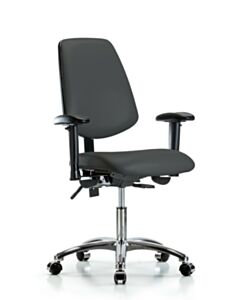 Neta ECOM Vinyl Desk Height Chair - Medium Back Chrome Base Arms