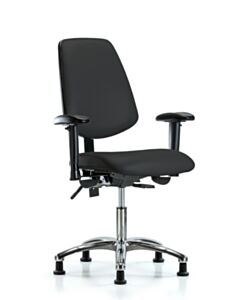 Neta ECOM Vinyl Desk Height Chair - Medium Back Chrome Base Arms