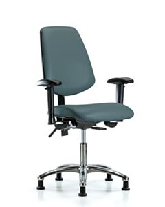 Neta ECOM Vinyl Desk Height Chair - Medium Back Chrome Base Arms