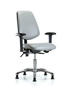 Neta ECOM Vinyl Desk Height Chair - Medium Back Chrome Base Arms