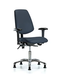 Neta ECOM Vinyl Desk Height Chair - Medium Back Chrome Base Arms