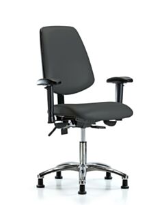 Neta ECOM Vinyl Desk Height Chair - Medium Back Chrome Base Arms