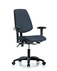Neta ECOM Vinyl Desk Height Chair - Medium Back Nylon Base Arms