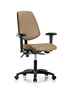 Neta ECOM Vinyl Desk Height Chair - Medium Back Nylon Base Arms