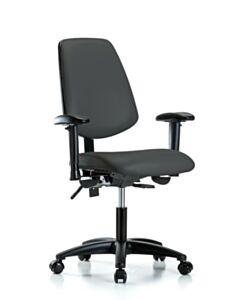Neta ECOM Vinyl Desk Height Chair - Medium Back Nylon Base Arms