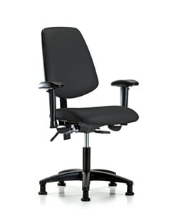 Neta ECOM Vinyl Desk Height Chair - Medium Back Nylon Base Arms