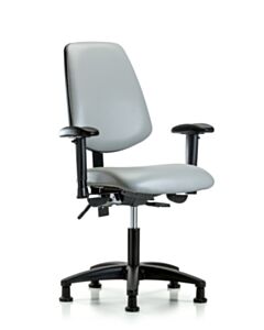 Neta ECOM Vinyl Desk Height Chair - Medium Back Nylon Base Arms