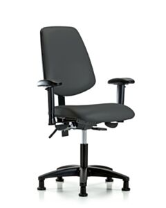 Neta ECOM Vinyl Desk Height Chair - Medium Back Nylon Base Arms