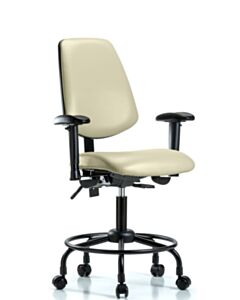 Neta ECOM Vinyl Desk Height Chair - Medium Back Round Tube Base