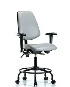 Neta ECOM Vinyl Desk Height Chair - Medium Back Round Tube Base