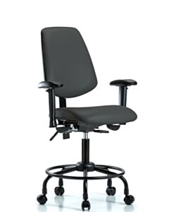 Neta ECOM Vinyl Desk Height Chair - Medium Back Round Tube Base
