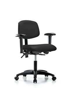 Neta ECOM Vinyl Desk Height Chair - Nylon Base Arms Casters Black