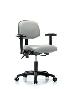 Neta ECOM Vinyl Desk Height Chair - Nylon Base Arms Casters Dove