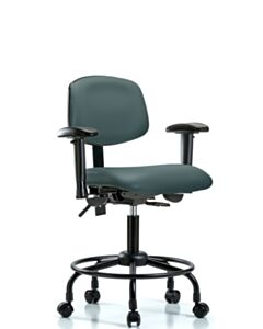 Neta ECOM Vinyl Desk Height Chair - Round Tube Base Arms Casters