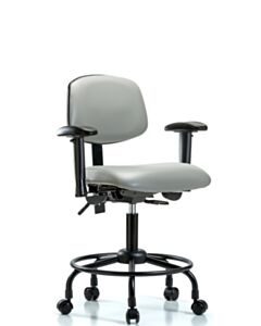 Neta ECOM Vinyl Desk Height Chair - Round Tube Base Arms Casters