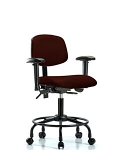 Neta ECOM Vinyl Desk Height Chair - Round Tube Base Arms Casters