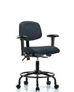 Neta ECOM Vinyl Desk Height Chair - Round Tube Base Arms Casters