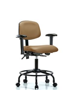 Neta ECOM Vinyl Desk Height Chair - Round Tube Base Arms Casters