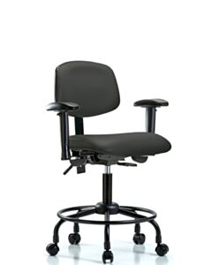 Neta ECOM Vinyl Desk Height Chair - Round Tube Base Arms Casters