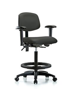 Neta ECOM Vinyl High Bench Height Chair - Nylon Base Arms Black