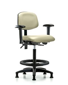 Neta ECOM Vinyl High Bench Height Chair - Nylon Base Arms Black