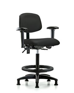 Neta ECOM Vinyl High Bench Height Chair - Nylon Base Arms Black