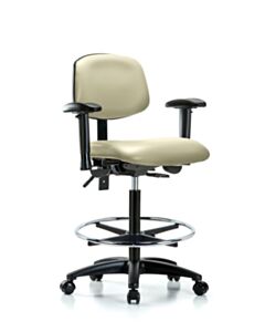 Neta ECOM Vinyl High Bench Height Chair - Nylon Base Arms Chrome