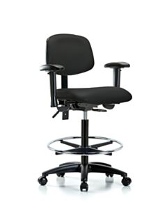 Neta ECOM Vinyl High Bench Height Chair - Nylon Base Arms Chrome