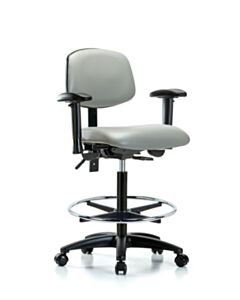 Neta ECOM Vinyl High Bench Height Chair - Nylon Base Arms Chrome