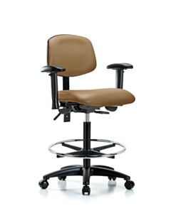 Neta ECOM Vinyl High Bench Height Chair - Nylon Base Arms Chrome