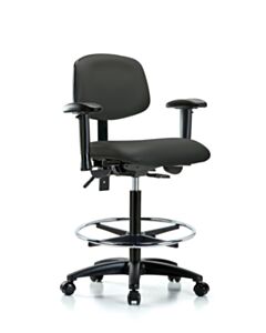 Neta ECOM Vinyl High Bench Height Chair - Nylon Base Arms Chrome