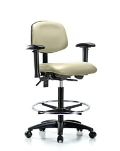 Neta ECOM Vinyl High Bench Height Chair - Nylon Base Arms Chrome