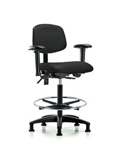 Neta ECOM Vinyl High Bench Height Chair - Nylon Base Arms Chrome