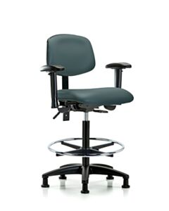 Neta ECOM Vinyl High Bench Height Chair - Nylon Base Arms Chrome