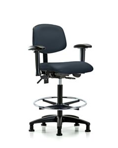Neta ECOM Vinyl High Bench Height Chair - Nylon Base Arms Chrome