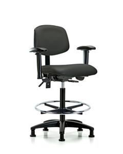 Neta ECOM Vinyl High Bench Height Chair - Nylon Base Arms Chrome