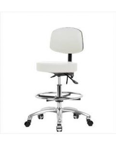 Neta ECOM Vinyl Medium Bench Height Stool With Back - Chrome Base