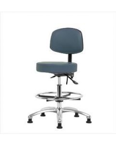 Neta ECOM Vinyl Medium Bench Height Stool With Back - Chrome Base