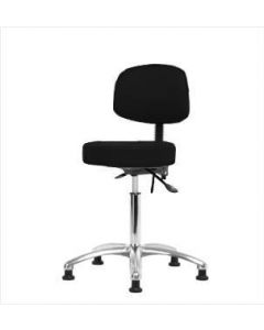 Neta ECOM Vinyl Medium Bench Height Stool With Back - Chrome Base