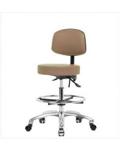 Neta ECOM Vinyl Medium Bench Height Stool With Back - Chrome Base