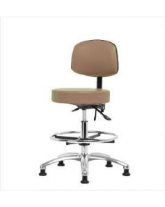 Neta ECOM Vinyl Medium Bench Height Stool With Back - Chrome Base