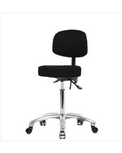 Neta ECOM Vinyl Medium Bench Height Stool With Back - Chrome Base