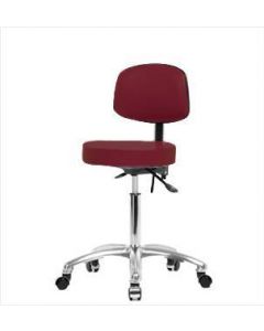 Neta ECOM Vinyl Medium Bench Height Stool With Back - Chrome Base
