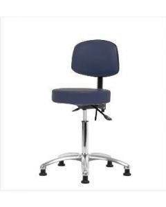 Neta ECOM Vinyl Medium Bench Height Stool With Back - Chrome Base
